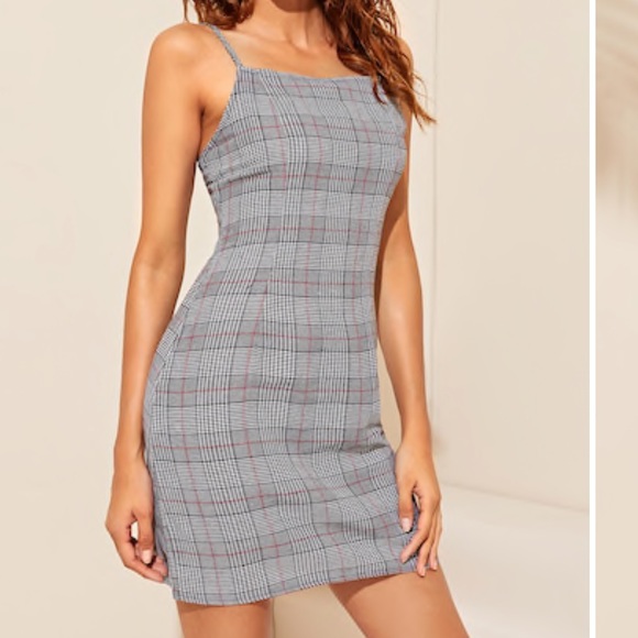 New Plaid/Gingham Cami Bodycon Mini Dress - Picture 5 of 6